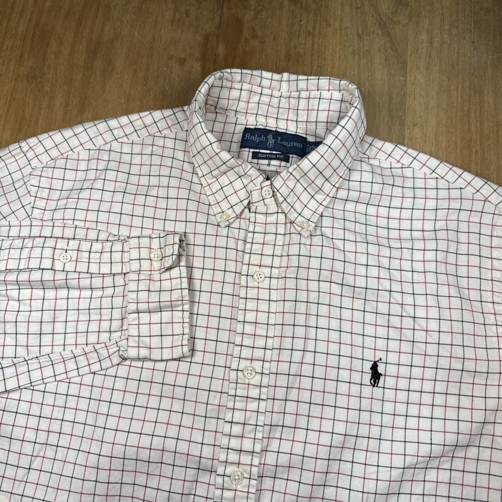 Ralph Lauren Custom Fit Long Sleeve Button Down Shirt Men's XL Red/Black Check